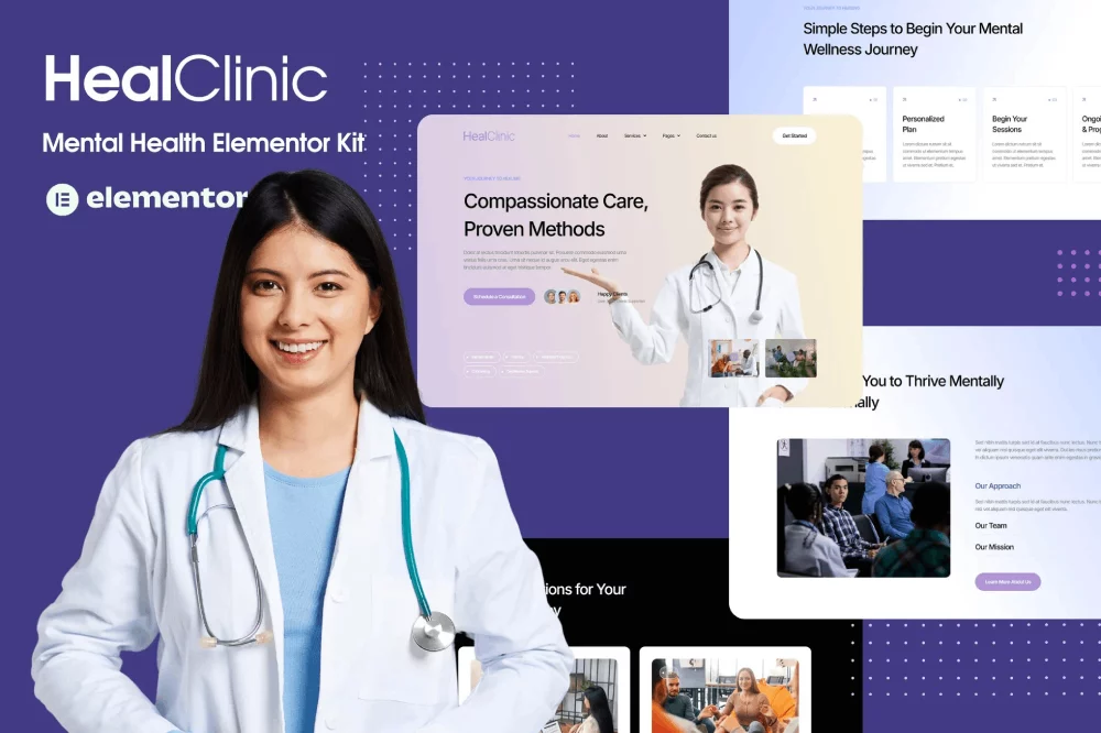 HealClinic  کیت قالب Elementor برای مراکز درمانی